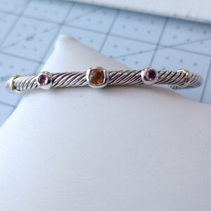 DAVID YURMAN 4 mm RENAISSANCE 3 STATION BRACELET, Citrine, Rhodolite Garnet